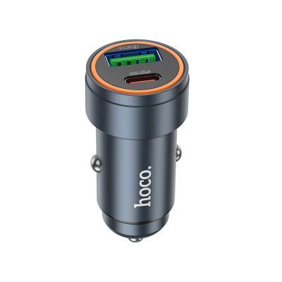 Автомобільний зарядний пристрій HOCO Z57A Glorious PD30W+QC3.0 car charger Metal Gray