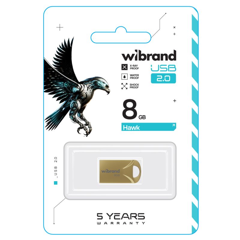 Флеш-накопичувач Wibrand USB 2.0 Hawk 8Gb Gold