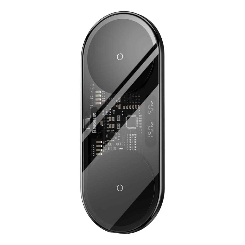 Бездротовий мультизарядний пристрій Baseus Digital LED Display 2in1 Wireless Charger 20W Black Universal version