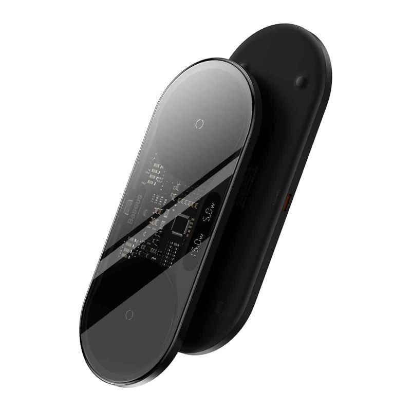Бездротовий мультизарядний пристрій Baseus Digital LED Display 2in1 Wireless Charger 20W Black Universal version