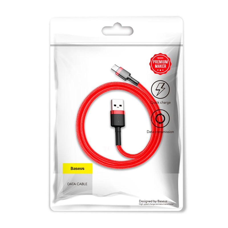 Кабель Baseus Cafule Cable USB For Type-C 3A 0.5m Red+Red