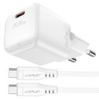 Мережевий зарядний пристрій з кабелем ACEFAST A77 mini PD30W GaN single USB-C charger set (C3-03) White