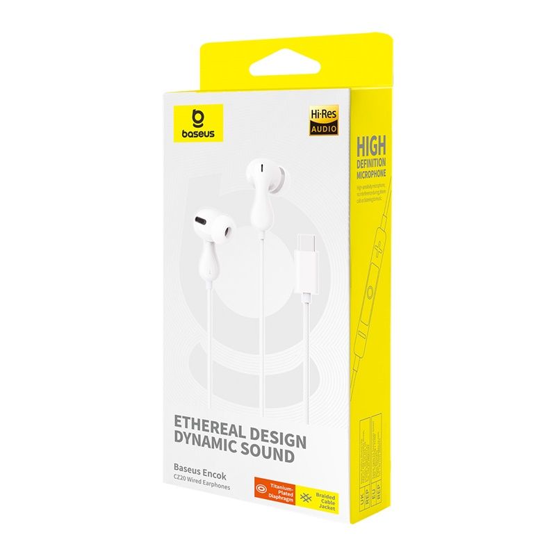Навушники Baseus Encok HZ20 Wired Earphones Moon White