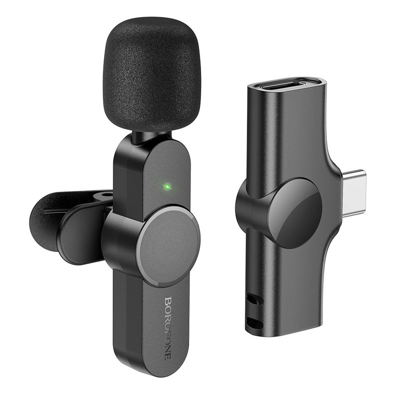 Бездротова мікрофонна система BOROFONE BFK12 Trophy lavalier wireless digital microphone Type-C Black
