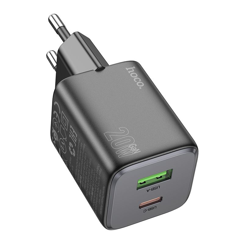 Мережевий зарядний пристрій HOCO N41 Almighty PD20W+QC3.0 charger Black