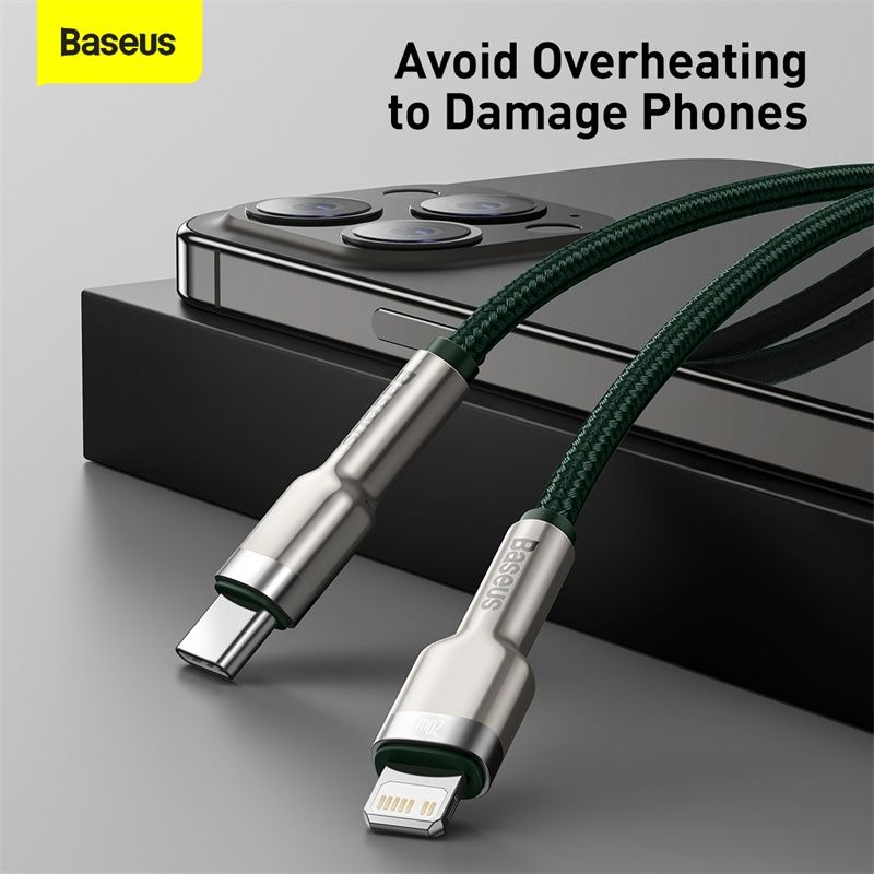 Кабель Baseus Cafule Series Metal Data Cable Type-C to iP PD 20W 1m Green