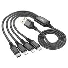 Кабель HOCO X76 4-in-1 Super charging cable (iP+iP+Type-C+Micro) Black