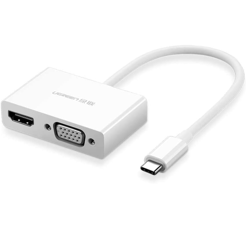 USB-хаб UGREEN USB Type C to HDMI + VGA Converter (White)
