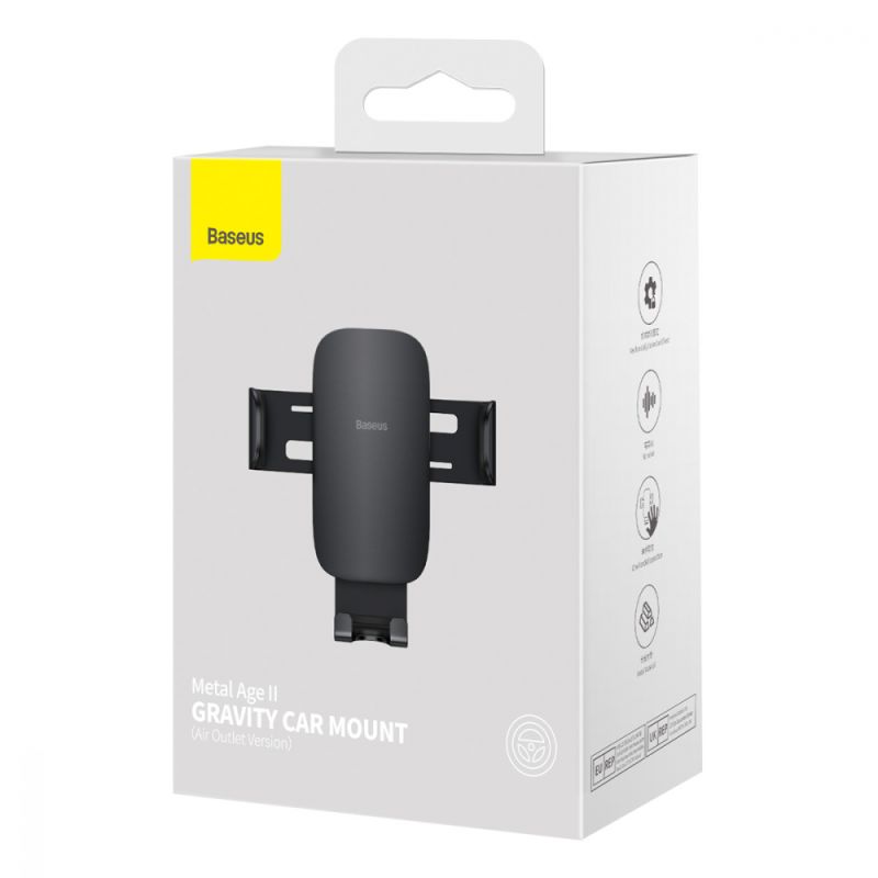 Автотримач для телефона Baseus Metal AgeⅡ Gravity Car Mount（Air Outlet Version）Black