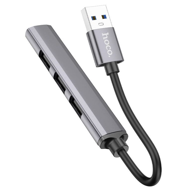 USB-хаб HOCO HB26 4 in 1 adapter(USB to USB3.0+USB2.0*3) Metal Gray