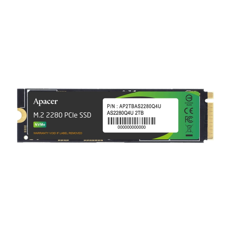 Накопичувач SSD M.2 Apacer AS2280Q4U 2TB 2280 PCIe 4.0x4 NVMe 3D Nand Read/Write: 7400/7000 MB/sec