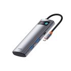 USB-хаб Baseus Metal Gleam Series 7-in-1 Multifunctional Type-C HUB Docking Station Gray（Type-C to HDMI*1+USB3.0*2+USB-C*1+PD*1+SD/TF*1)