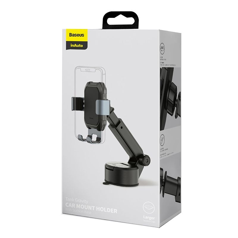 Автотримач для телефона Baseus Tank gravity car mount holder with suction base Tarnish Black