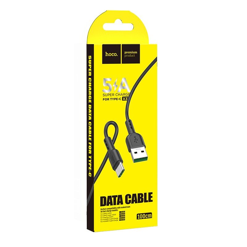 Кабель HOCO X33 Type-C 5A Surge charging data cable Black