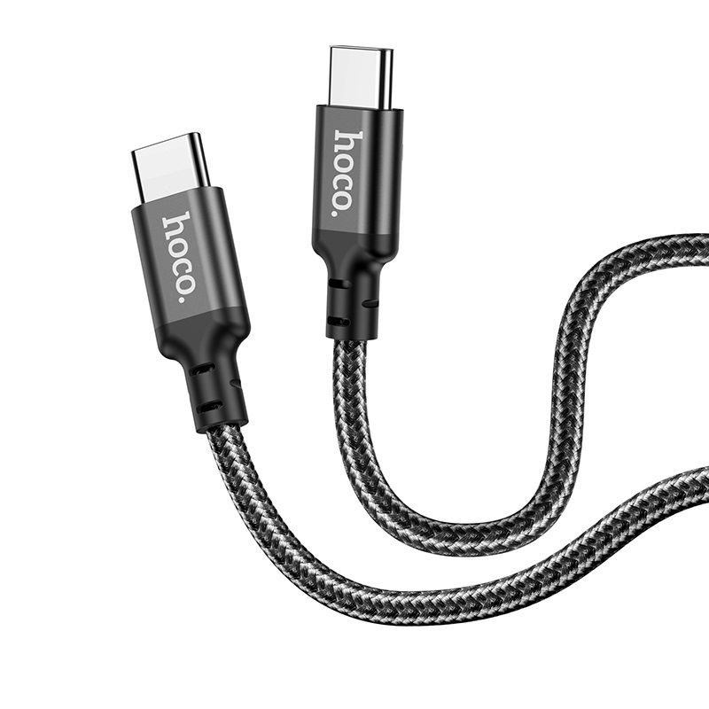 Кабель HOCO X14 Type-C to Type-C 60W, 1m, nylon, aluminum connectors, Black