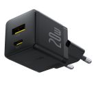 Мережевий зарядний пристрій Baseus Palm Fast Charger C+U 20W EU Cluster Black (with Baseus Mini White Cable USB-C to USB-C 60W (20V/3A) 1m Cluster Bla