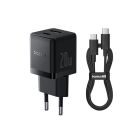 Мережевий зарядний пристрій Baseus Palm Fast Charger C+U 20W EU Cluster Black (with Baseus Mini White Cable USB-C to USB-C 60W (20V/3A) 1m Cluster Bla