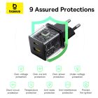 Мережевий зарядний пристрій Baseus Palm Fast Charger C+U 20W EU Cluster Black (with Baseus Mini White Cable USB-C to USB-C 60W (20V/3A) 1m Cluster Bla