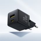 Мережевий зарядний пристрій Baseus Palm Fast Charger C+U 20W EU Cluster Black (with Baseus Mini White Cable USB-C to USB-C 60W (20V/3A) 1m Cluster Bla