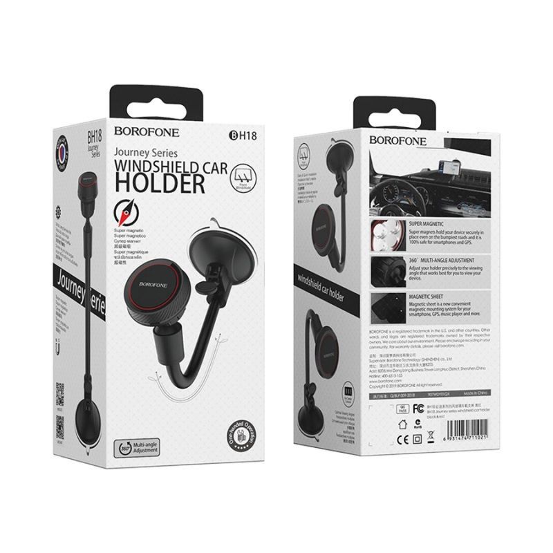Автотримач для телефона BOROFONE BH18 Journey series in-car phone holder, carbon fiber pattern durable
