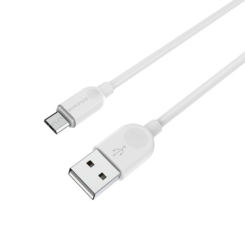 Кабель BOROFONE BX14 USB to Micro 2.4A, 1m, PVC, TPE connectors, White