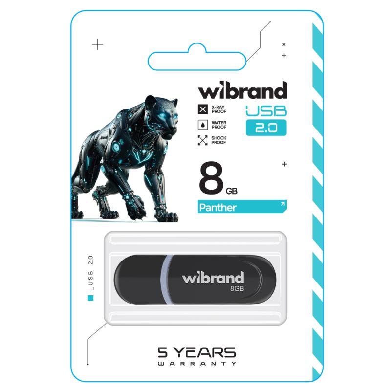 Флеш-накопичувач Wibrand USB 2.0 Panther 8Gb Black