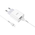 Мережевий зарядний пристрій з кабелем HOCO C81A Asombroso single port charger set(Micro) 10.5W White