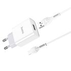 Мережевий зарядний пристрій з кабелем HOCO C81A Asombroso single port charger set(Micro) 10.5W White