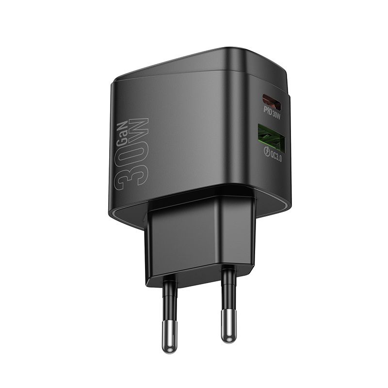Мережевий зарядний пристрій HOCO CS61A Bright PD30W+QC3.0 charger (EU) Black