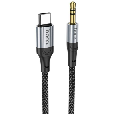 Аудiокабель HOCO UPA26 Type-C to 3.5mm male, nylon braid, 1m, Black