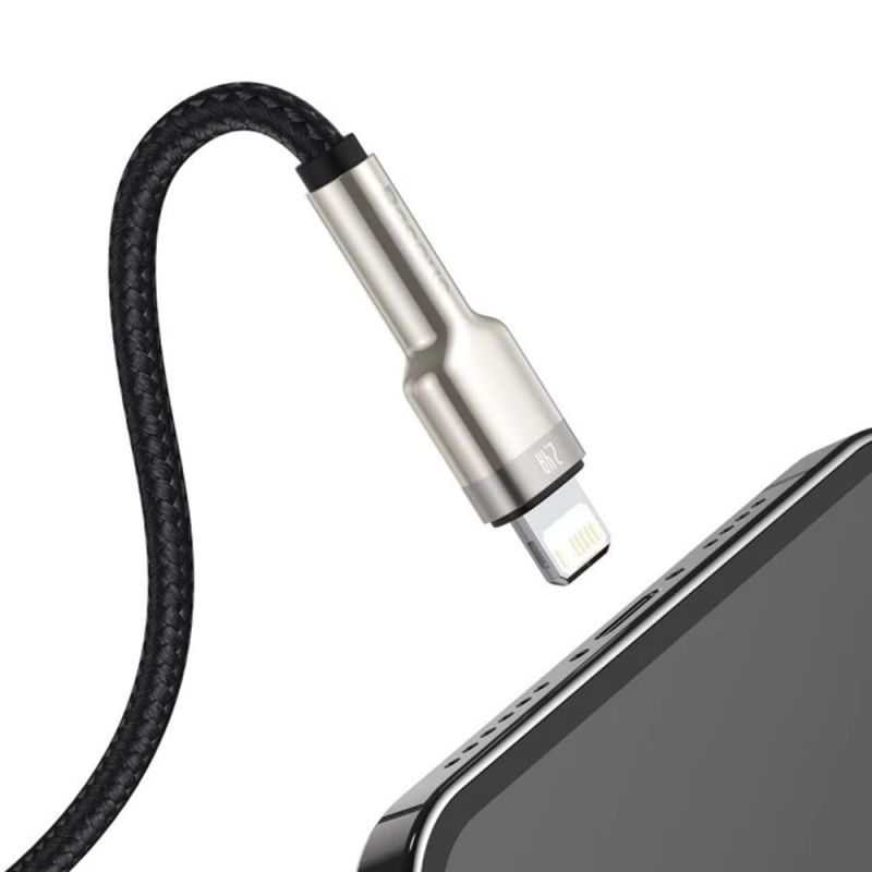 Кабель Baseus Cafule Series Metal Data Cable USB to IP 2.4A 0.25m Black