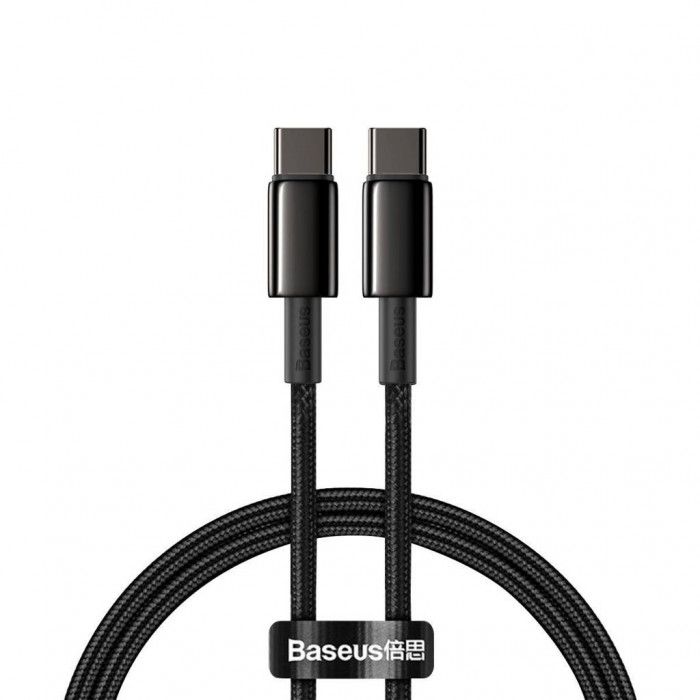 Кабель Baseus Tungsten Gold Fast Charging Data Cable Type-C to Type-C 100W 1m Black