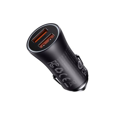 Автомобільний зарядний пристрій Baseus Golden Contactor Max Dual Fast Charger Car Charger U+U 60W Dark Gray