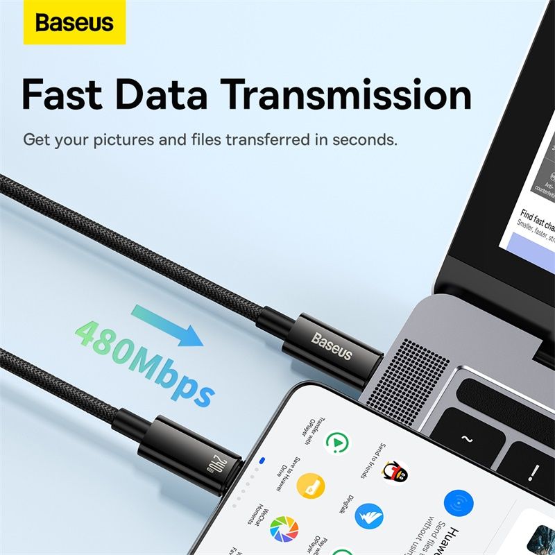 Кабель Baseus Tungsten Gold Fast Charging Data Cable Type-C to Type-C 240W 3m Black