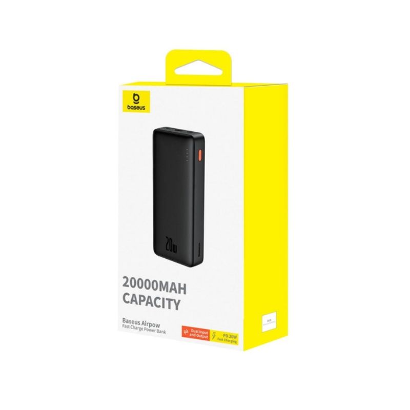 Зовнішній акумулятор Baseus Airpow Fast Charge Power Bank 20000mAh 20W  Cluster Black (With Simple Series Containing universal USB to Type-C 50cm)