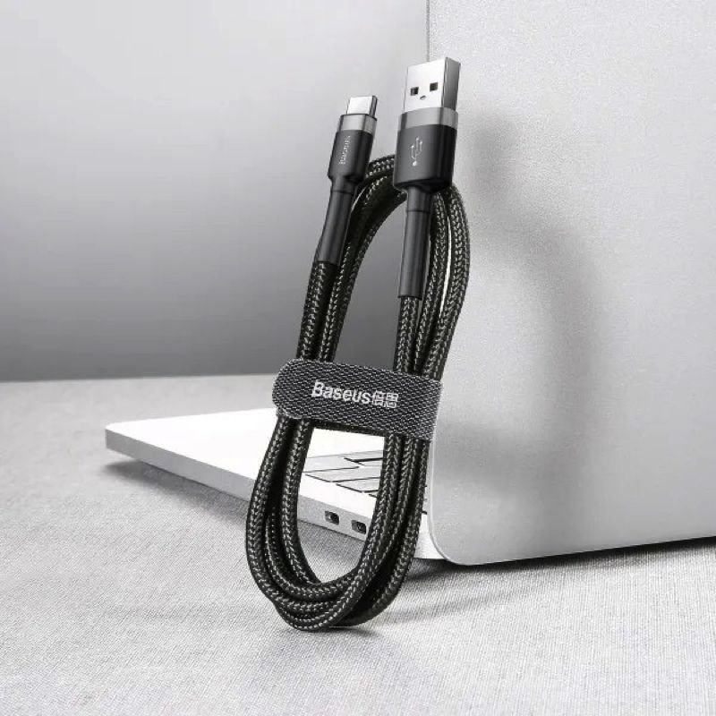 Кабель Baseus Cafule Cable USB For Type-C 3A 0.5m Gray+Black