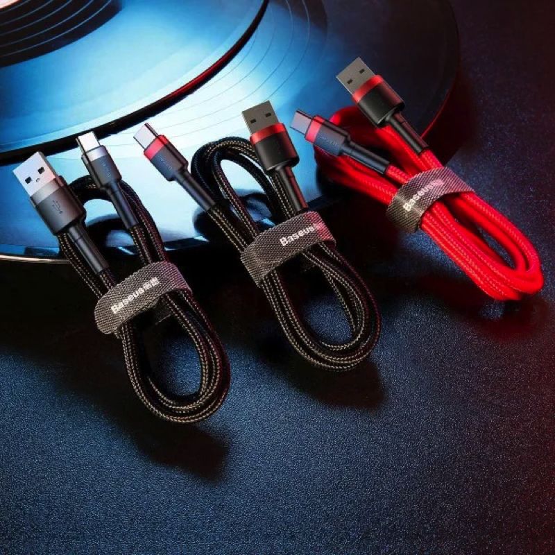 Кабель Baseus Cafule Cable USB For Type-C 3A 0.5m Gray+Black