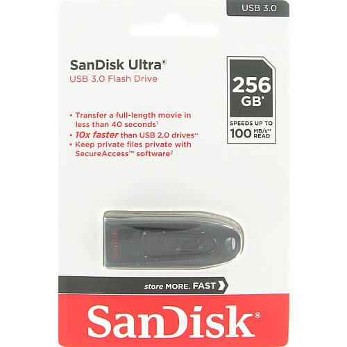 Флеш-накопичувач SanDisk USB 3.0 Ultra 256Gb (130Mb/s) Black
