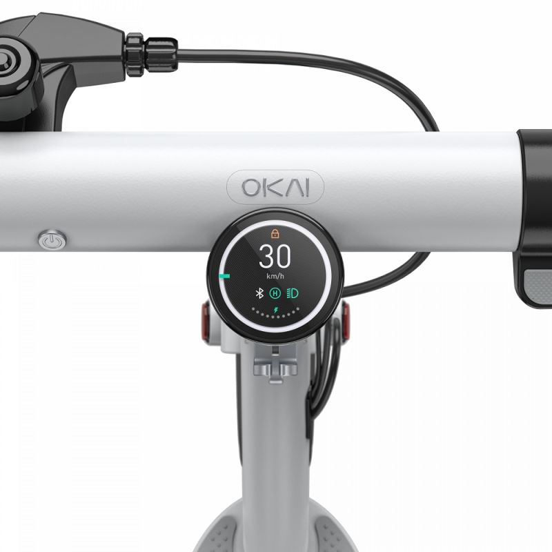 Електросамокат OKAI ES10-NEON Lite White 9", 300(600)W, 7.8Ah, 30km, 25km\h, 20%, NFC, App, 15kg