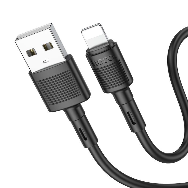 Кабель HOCO X83 USB to iP 2.4A, 1m, PVC, PVC connectors, Black