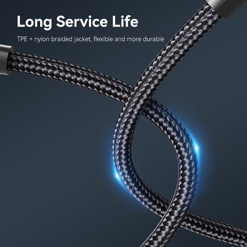 Кабель Vention Nylon Braided USB 2.0 C Male to C Male 3A Cable 2M Black LED Type (TAUBH)