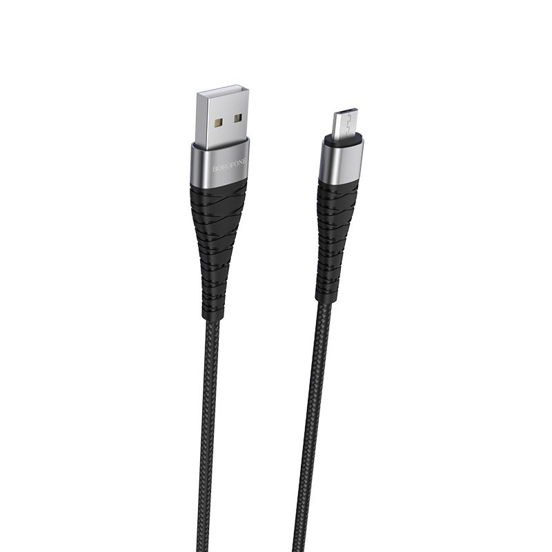 Кабель BOROFONE BX32 USB to Micro 2.4A, 1m, nylon, aluminum+TPE connectors, Black