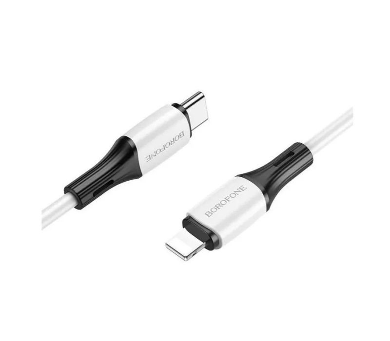 Кабель BOROFONE BX79 Type-C to iP 3A, 20W, 1m,,  silicone, silicone connectors, White