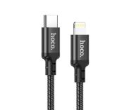 Кабель HOCO X14 Type-C to iP 3A, 20W, 1m, nylon, aluminum connectors, Black
