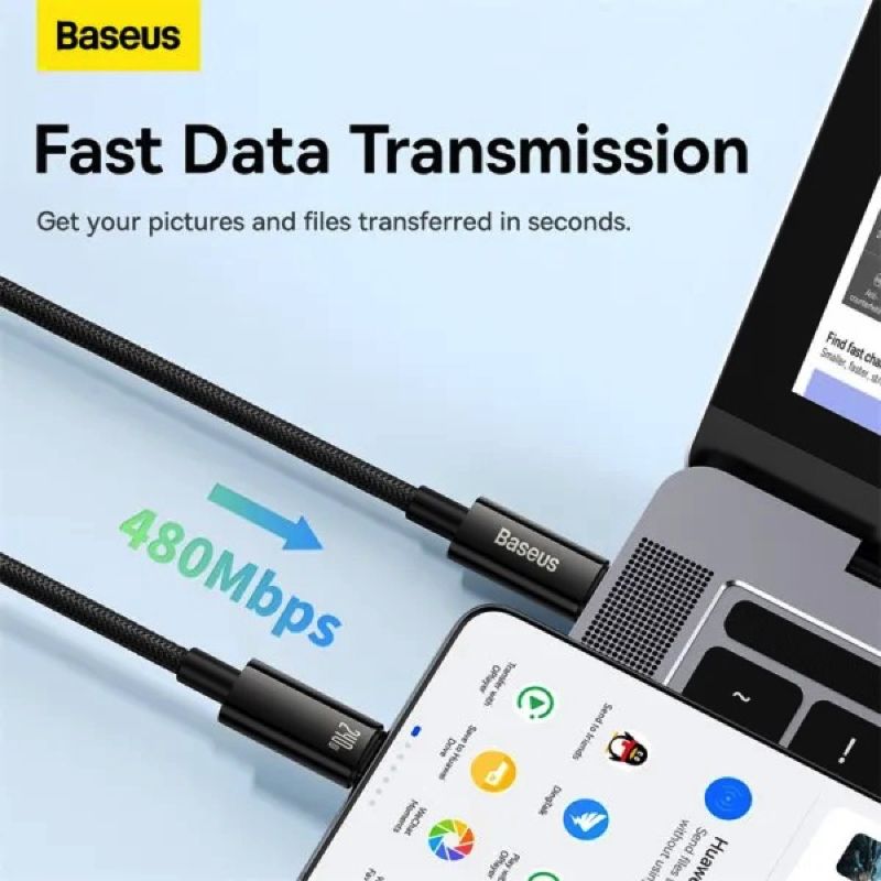 Кабель Baseus Tungsten Gold Fast Charging Data Cable Type-C to Type-C 240W 2m Black