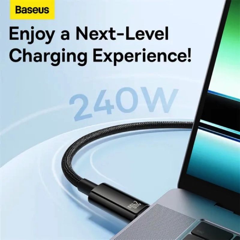 Кабель Baseus Tungsten Gold Fast Charging Data Cable Type-C to Type-C 240W 2m Black