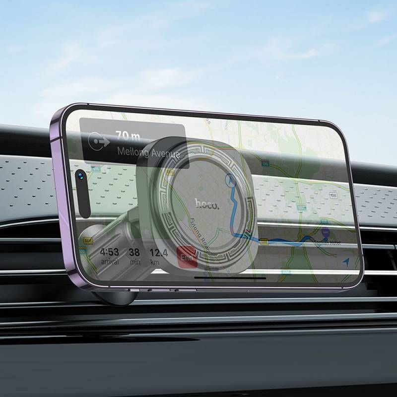 Автотримач для телефона HOCO H28 Rainbow ring magnetic car holder(air outlet) Black