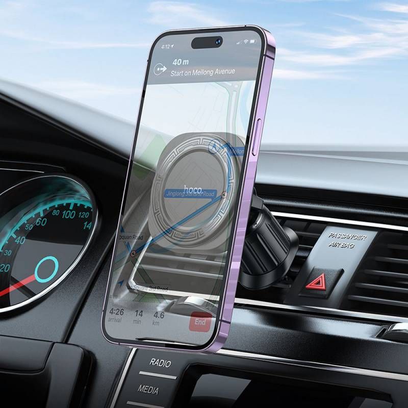 Автотримач для телефона HOCO H28 Rainbow ring magnetic car holder(air outlet) Black