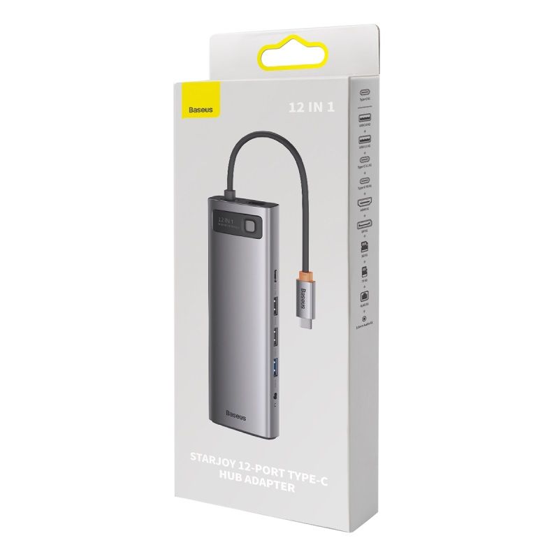 USB-хаб Baseus Metal Gleam Series 12-in-1 Multifunctional Type-C HUB Docking Station Gray