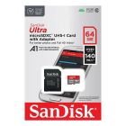 Карта пам'яті microSDXC (UHS-1) SanDisk Ultra 64Gb class 10 A1 (140Mb/s) (adapter SD)